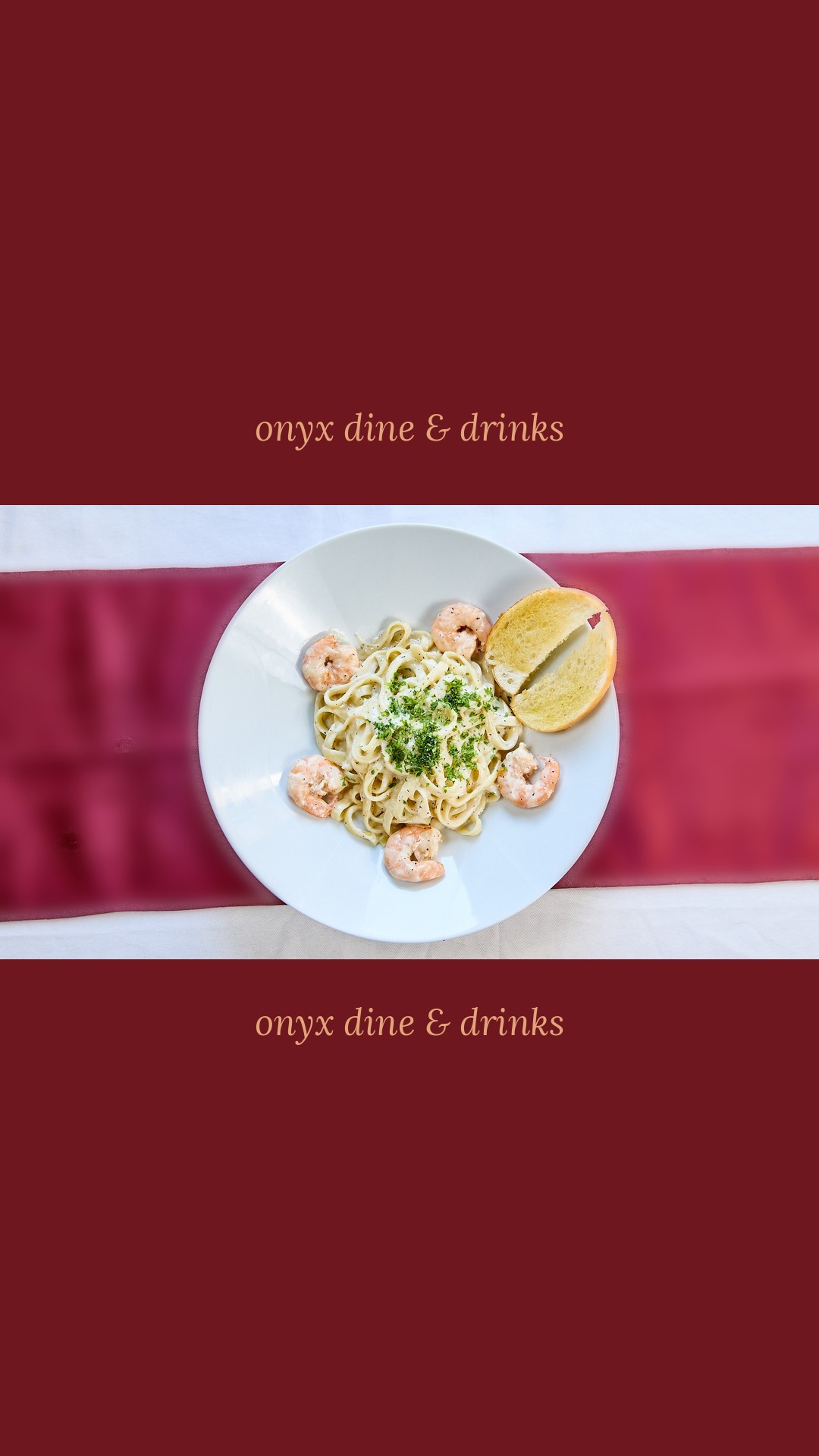 Shrimp Fettuccine Alfredo at Onyx Dine & Drinks